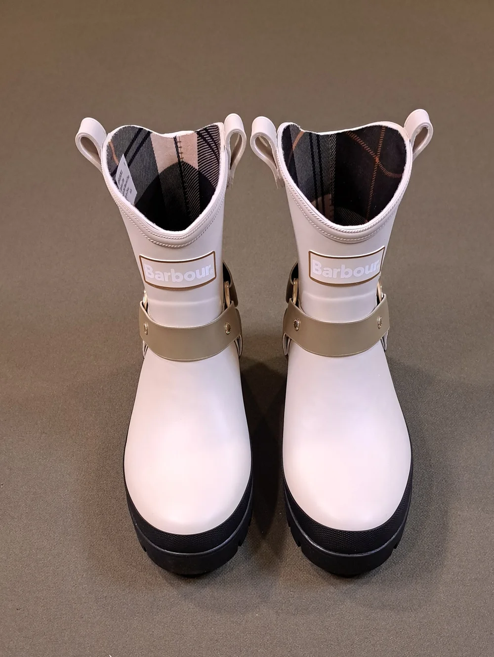 Barbour Elley Harness Wellington Boots - Color: Oak/Olive - Size: Women 7